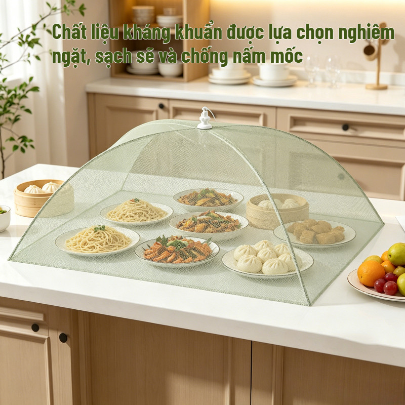 Nắp đậy thực phẩm gấp gọn, thoáng khí, làm từ PVC dễ lau chùi, có hình tròn và hình vuông, giúp bảo vệ thực phẩm.