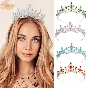 Vương miện công chúa nữ hoàng NKSFX, Tiara pha lê đính đá Baroque, Phụ kiện Vintage Prom Trang sức Quà tặng sinh nhật