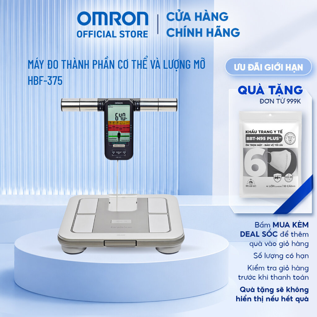 Cân Đo Thành Phần Cơ Thể & Lượng Mỡ OMRON HBF-375 - Dùng 8 Cảm Biến Để Đo Toàn Bộ Cơ Thể