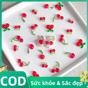 Trong Kho 30Pcs 3D Mini Cherry Móng Tay Quyến Rũ, Nhựa Trái Cây Móng Tay Nghệ Thuật Trang Trí Nội Thất DIY Cá Tuyết