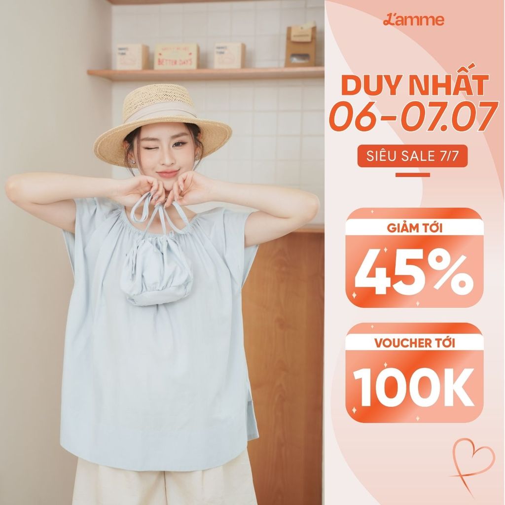 [Tặng kèm túi] Áo bầu, áo tay hến Mila Top chất liệu đũi tơ thoáng mát, siêu nhẹ phù hợp mẹ bầu đi làm đi chơi BY L'AMME