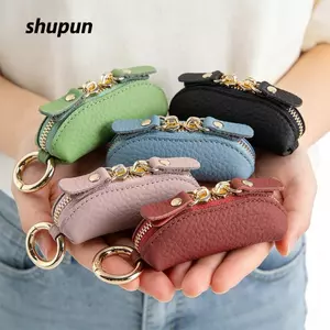 Ví đựng tiền xu SHUPUN, Túi đựng thay đổi nhỏ bằng da PU có khóa treo Túi đựng Mini cầm tay màu trơn