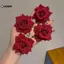 KUZHEN Retro Hoa Hồng Đỏ Hoa Tóc Cho Nữ Nhân Tạo Kẹp Tóc Bên Kẹp Barrette Mũ Đội Đầu Cho Cô Dâu Cưới Phụ Kiện Tóc HOT