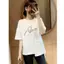 Top phiên bản Hàn Quốc Bìa bụng mùa hè thon gọn hơn Áo thun dáng rộng không đều Trang trí nữ Fat mm Tay ngắn