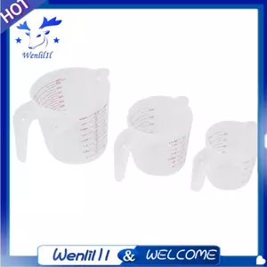Bộ 3 Bình Đo Nhựa Lớn 4 Cốc, 2 Cốc Và 1 Cốc Cốc Cốc Đo Miễn Phí Với Kẹp Góc Phụ Kiện Nhà Bếp Thiết Yếu