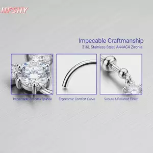 HFSHY Thép không gỉ không gây dị ứng Nút Vòng hoa sáng bóng Trái tim Danglefortable Rốn Piercing Trang sức để sử dụng hàng ngày VN