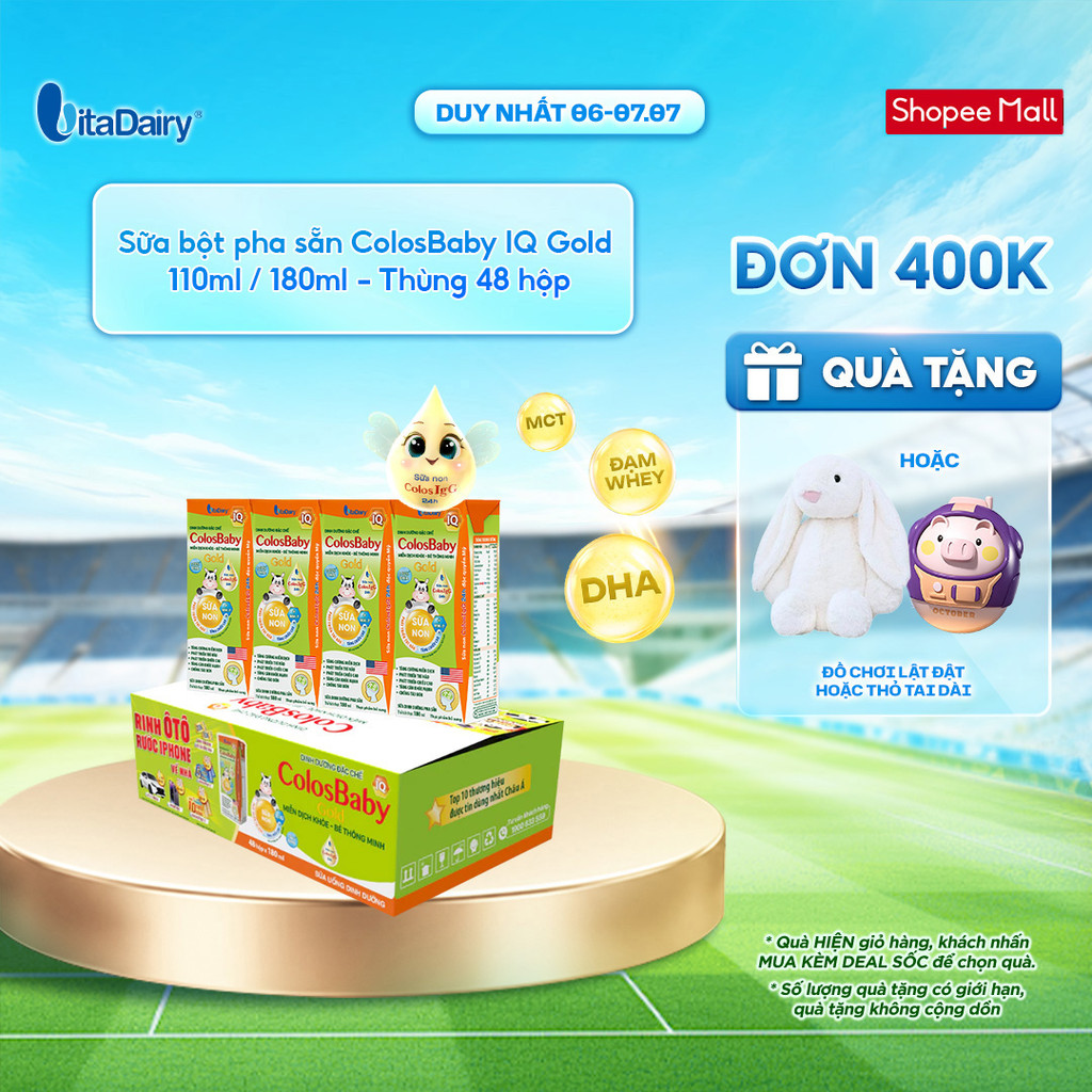 [THÙNG 48 HỘP] Sữa uống dinh dưỡng ColosBaby IQ Gold 110ml/180ml – Bổ sung DHA, hỗ trợ phát triển trí não