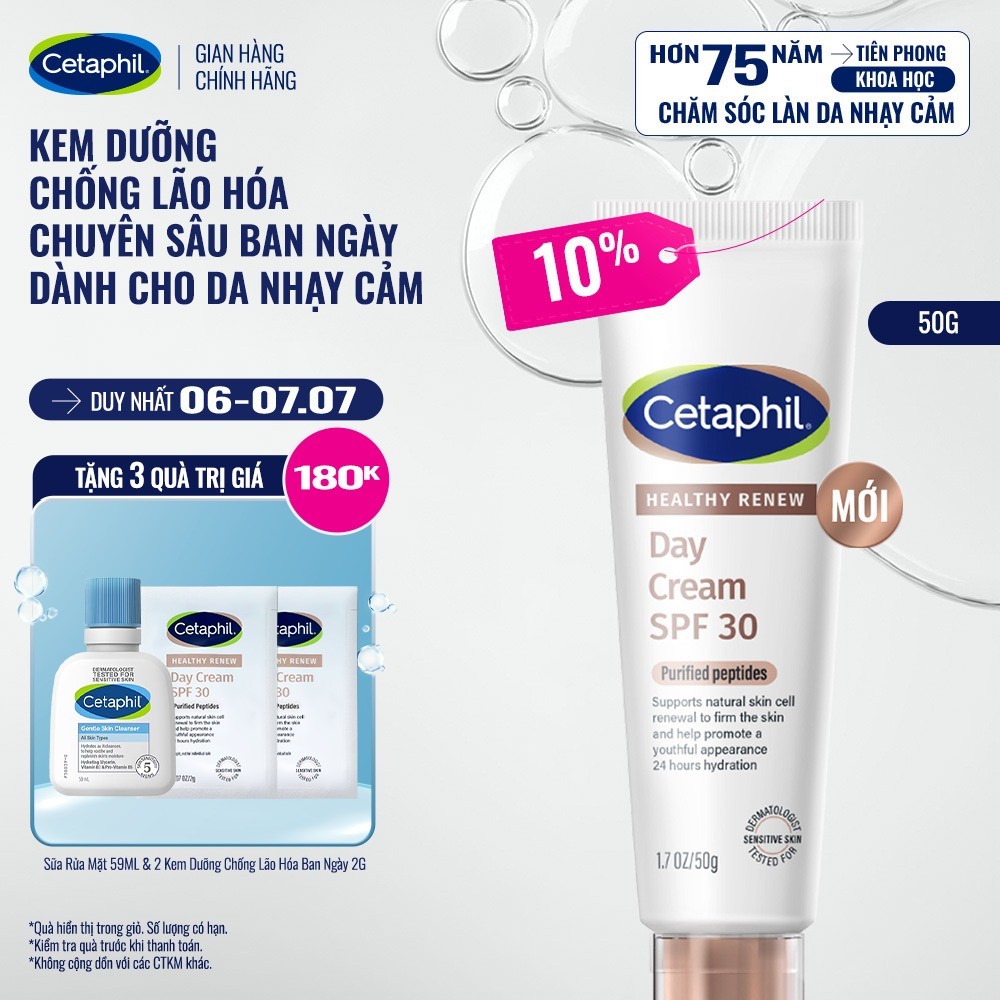 Kem dưỡng chống lão hóa ban ngày SPF 30 cho da nhạy cảm CETAPHIL HEALTHY RENEW DAY CREAM SPF30 50GR