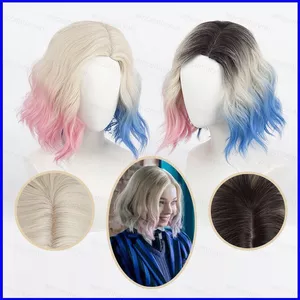 GN Enid Sinclair Cosplay Tóc Giả The Addams Family Cos Ngắn Màu Be Xanh Gradient Tóc Lông Tơ Tóc Chịu Nhiệt Hội Trường