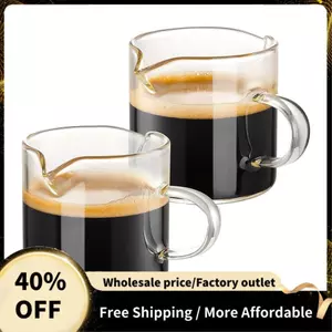 Cốc Espresso Bộ 2, 4 OZ Kính Trong Suốt Đôi Vòi Cốc Espresso Shot