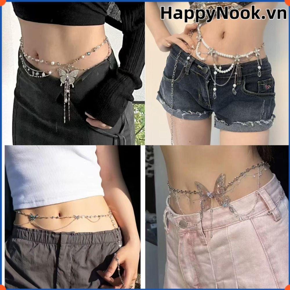 Dây Xích Eo HAPPYNOOK, Dây Xích Bụng Phụ Kiện Eo Cao Cấp, Dây Xích Hông Bướm Thanh Lịch Đa Năng Thời Trang Cho Nữ