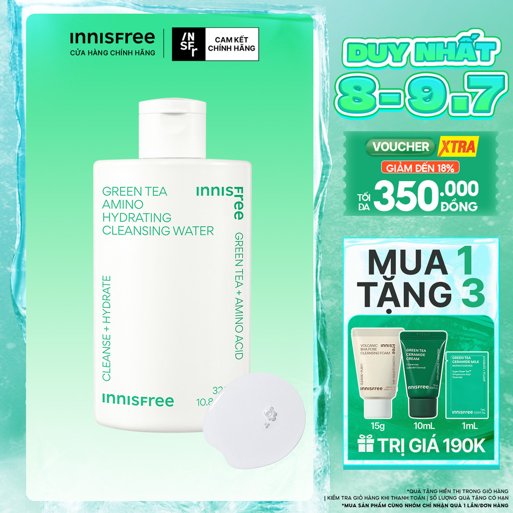 Nước tẩy trang dưỡng ẩm Innisfree Green Tea Amino Cleansing Water 320ml