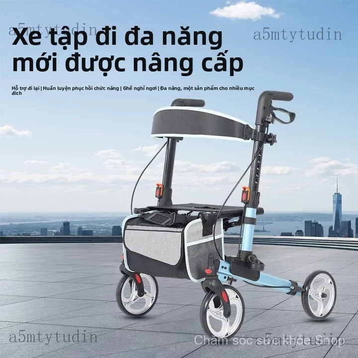 Xe lăn Dụng cụ hỗ trợ đi lại cho người già, xe lăn đẩy tay có thể đẩy và sử dụng như xe lăn, nhẹ và có thể gấp gọn.
