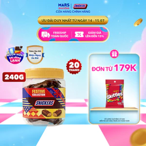 Hũ kẹo sô cô la nhân đậu phộng Snickers jar 240g (20 thanh x 12g)