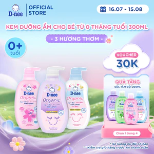 Kem dưỡng ẩm cho bé sơ sinh từ 0 tháng tuổi trở lên giúp da bé mịn màng D-nee Baby Lotion 300ml - 3 Hương thơm