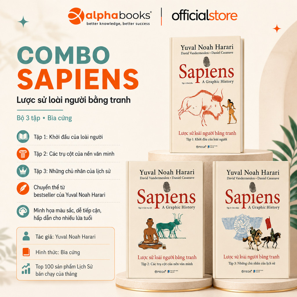 Bộ 3 Lược Sử Loài Người bằng tranh Sách - Sapiens: Lược Sử Loài Người Bằng Tranh – Bộ 3 Tập Truyện