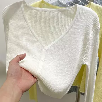 [Giảm giá 50%] Áo sơ mi nhỏ trong suốt mát mẻ phong cách mỏng Áo sơ mi chống nắng phong cách mới Áo sơ mi nữ mùa hè dệt kim Áo khoác Cardigan dài tay dành cho nữ