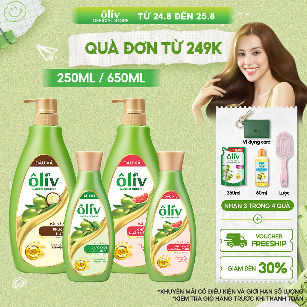 Dầu Xả ÔLIV Phục Hồi Hư Tổn/Chắc Khỏe Ngăn Gãy Rụng/Chắc Khỏe Bồng Bềnh 250ML & 650ML