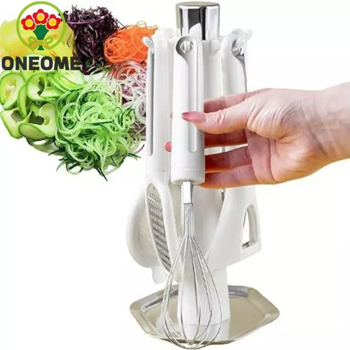 ONEOME 7 Cái / bộ Bộ Tiện Ích Nhà Bếp, Bộ Dụng Cụ Nấu Ăn Tiết Kiệm Không Gian Inox, Màn Hình Lọc Thiết Thực Có Giá Để Đồ Dụng Cụ Mở Chai Gia Đình Cho Gia Đình