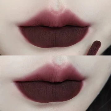 Hoa hồng đen Gothic!Son môi đẫm máu Son bóng Matte Matte Evil Girl Màu tối Son môi Son môi Màu đỏ đậm