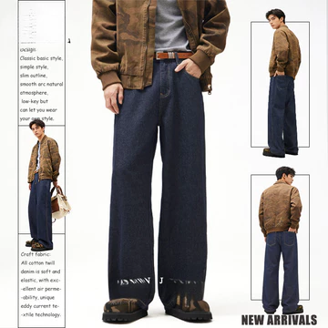 Nam Thẳng Quần Denim Xanh Quần Jean Thẳng Quần Rời Quần Công Sở Quần Denim Quần Rời Quần Jeans Rời Nam Hàn Quốc Lo