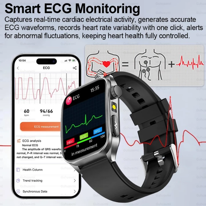 Đồng hồ thông minh 650nm Đầu dò kép Laser Điều hòa sức khỏe Huyết áp Oxy Axit Uric Máu Lipid ECG Đồng hồ thông minh dành cho nam nữ – 4