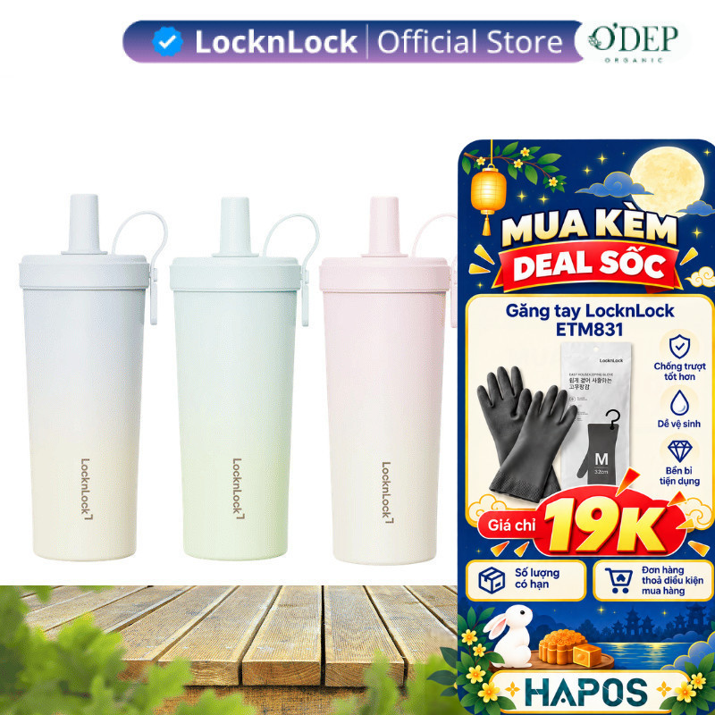 Bình giữ nhiệt 720ml LocknLock phủ sứ, kèm ống hút trà sữa Ceramic Milk Tea LHC4369 - HAPOS LSA