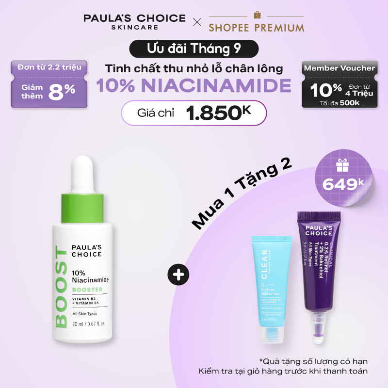 Tinh chất giúp thu nhỏ lỗ chân lông và làm sáng da Paula's Choice 10% Niacinamide Booster 20ml 7980