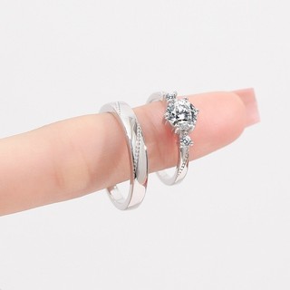 Bán Buôn Moissanite Cặp Đôi Nhẫn Cầu Hôn Nhẫn Mô Phỏng Kim Cương Nhẫn Nam Nữ Đơn Giản Cặp Moissanite Nhẫn Cưới Chính Hãng