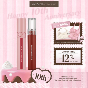[Romand] Combo Son Tint bóng lì Hàn Quốc Romand Juicy Lasting Tint 5.5g + Son tint nước Romand Glasting Water Tint 4g