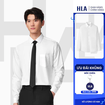 [TẶNG ÁO ĐƠN TỪ 1M5] Áo Sơ Mi Trắng Dài Tay Nam Có Túi HLA - Co Giãn Thoải Mái, Phù Hợp Công Sở & Sự Kiện