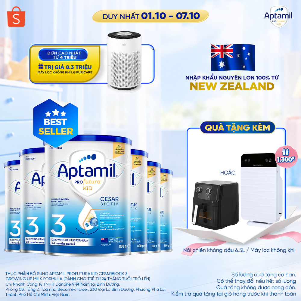 [MUA KÈM DEAL SỐC] CB6 Sữa bột Aptamil Kid Cesarbiotik New Zealand số 3 - Synbiotic đặc chế