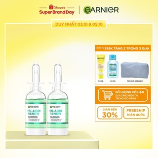 Bộ 2 Serum thế hệ mới 15% [PHA,AHA BHA ,NIACINAMIDE] giúp da trông sáng, láng, khỏe hơn-Garnier Tri-acid serum 20ml x 2