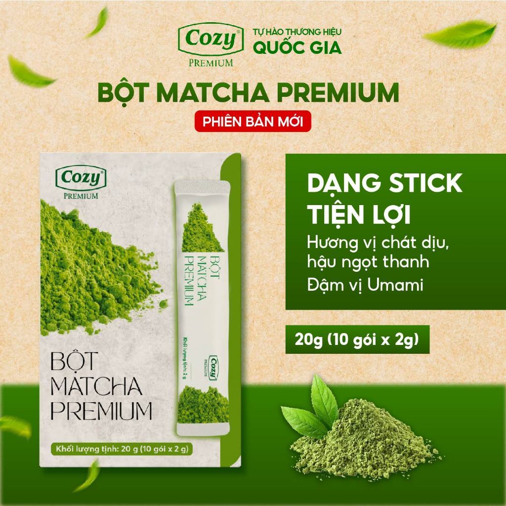 Matcha Cozy Premium Matcha Cao Cấp Dạng Stick Tiện Lợi 2g/Stick
