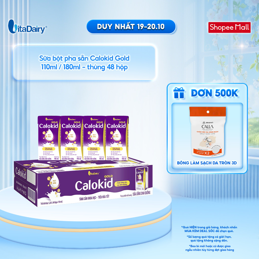 [THÙNG 48 HỘP] Sữa uống dinh dưỡng Calokid Gold 110ml/180ml - Thơm ngon dễ uống, Bé thích mê