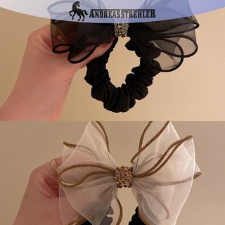 Onetimingfine Phong Cách Hàn Quốc Lưới Kim Cương Giả Nơ Dây Tóc Co Giãn Scrunchies Đuôi Ngựa Giá Đỡ Dây Buộc Tóc Cho Nữ Thời Trang Đơn Giản Phụ Kiện Tóc VN