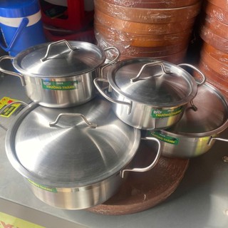 BỘ 5 Nồi Inox Cao Cấp 16-18-20-22-24cm – Loại Dày, Không Gỉ Sét