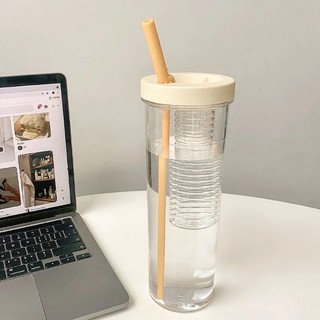 Bình nước Detox trong suốt có khay lọc, ống hút tiện dụng - dung tích 700ml