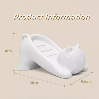 Hộp xà phòng chống trượt cho mèo trắng co giãn Phòng tắm Tilt Drain Hộp xà phòng dễ thương và thiết thực sành điệu