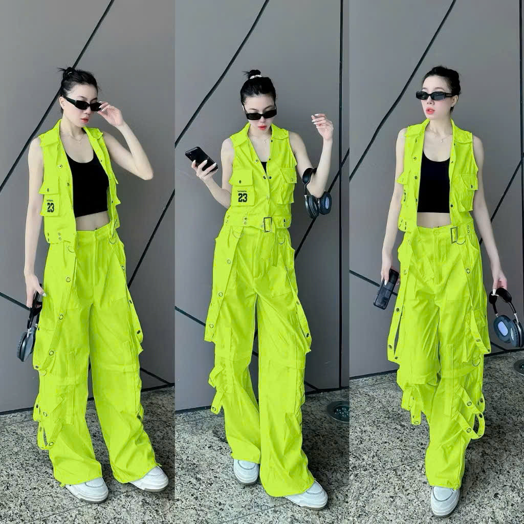 Bộ thể thao kaki, áo gile + quần xuông túi hộp tập nhảy, aerobic , shufflerdance, zumba (có lẻ áo)