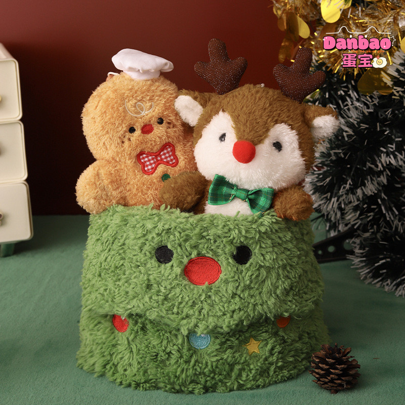 ((DANBAO) Những người bạn ẩn náu trong cây thông Noel Đồ chơi sang trọng Búp bê cây thông Noel dễ thương Santa Nai sừng tấm Người tuyết Chất liệu Quà tặng mềm cho bạn bè Quà tặng Giáng sinh Đồ chơi DANBAO
