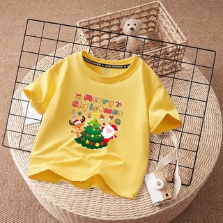 Áo thun trẻ em màu đỏ Giáng sinh tay ngắn in hình ông già Noel Trang phục ngày lễ hội cho bé và trẻ mới biết đi