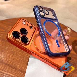 Ốp điện thoại từ tính mạ mềm 6D sang trọng màu cam vũ trụ cho IPhone 17 Pro Max 17 Pro Tpu Vỏ mềm Bảo vệ ống kính Vỏ chống sốc