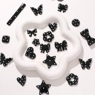 Phụ kiện acrylic DIY thời trang mới với họa tiết da báo, polkadot và nơ trái tim độc đáo