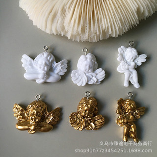 Phụ kiện trang sức DIY handmade Baroque mạ vàng nhỏ ba chiều - Mặt dây chuyền và bông tai
