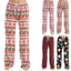 Quần Pyjama Giáng Sinh Nữ Lưới In Quần Đồ Ngủ Ống Rộng Có Dây Rút