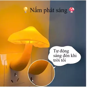 Đèn nấm cắm điện phát sáng tự động, cảm biến thông minh ban đêm