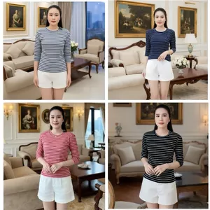 Áo thun dài tay nữ kẻ sọc,chất gân tăm cao cấp mềm mịn,co giãn 4 chiều, ôm nhẹ basic Hàn Quốc