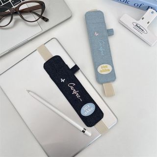 Hộp đựng bút RISEDOT, Túi đựng bút chống thất lạc dây thun, Phong cách Hàn Quốc Denim đa chức năng chống rơi Bút chì Stylus Bảo vệ cảm ứng