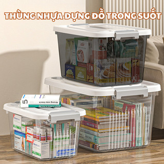 Thùng Nhựa Đựng Đồ Trong Suốt Có Nắp, Hộp Nhựa Bảo Quản Quần Áo, Thực Phẩm, Đồ Dùng Tiện Lợi
